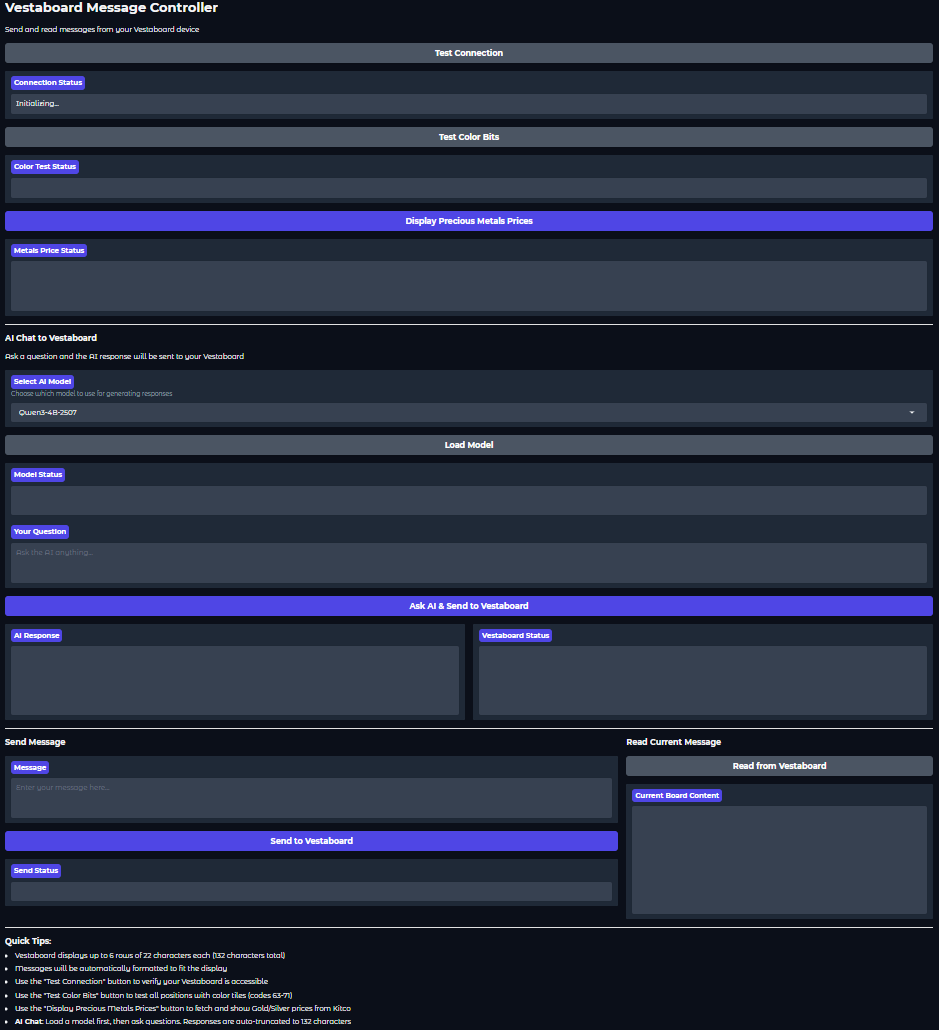 Vestaboard flipping tiles in action